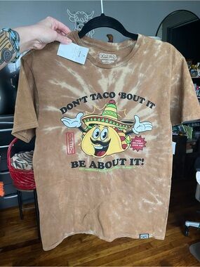 NWT OPEN Tie-Dye Taco Graphic Tee in Brown Medium